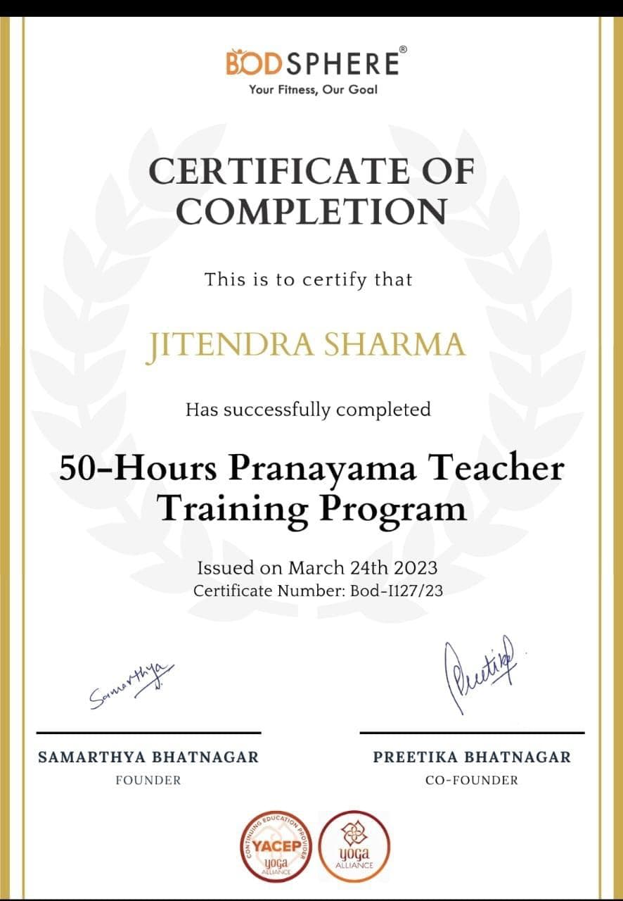Jeetu Sharma certification